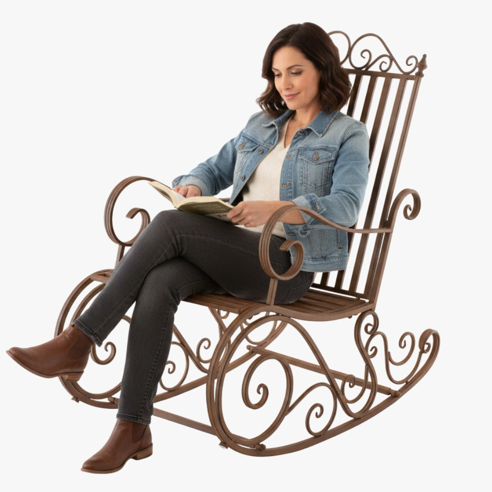 fauteuil-a-bascule-exterieur-en-metal-marron