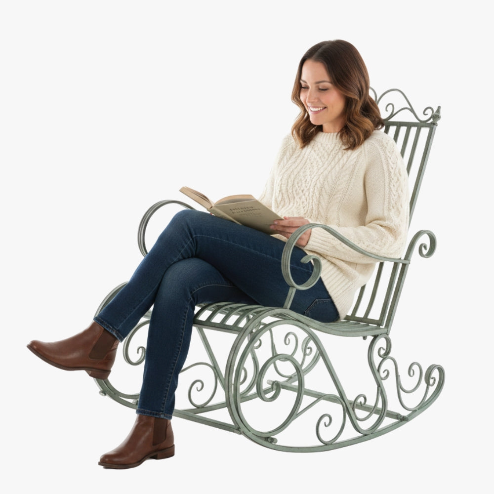 fauteuil-a-bascule-exterieur-en-metal-vert